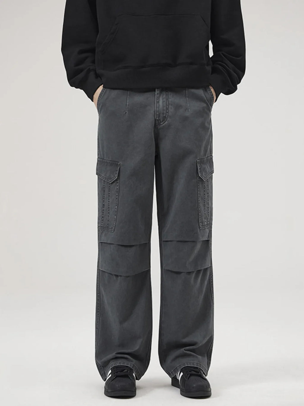 Men's Full Size Multi-Pocket Cargo Pants with Ruched Detail Plus Size
