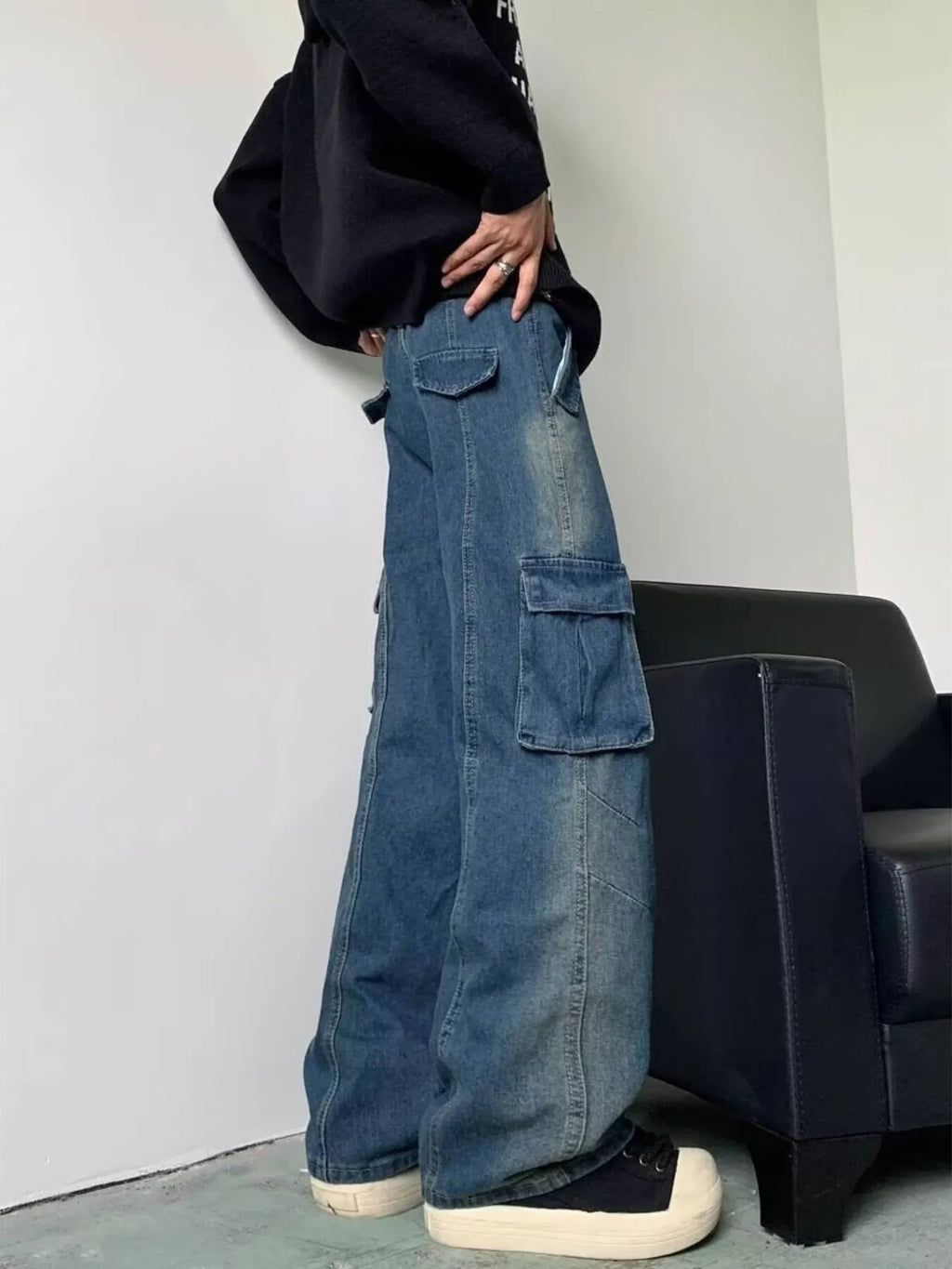 Men's Full Size Cargo Wide Leg Baggy Jeans Plus Size