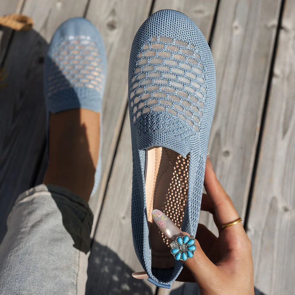 Mesh Breathable Slip-On Loafers with Perforated Design