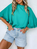 Ruffle Trim Half Sleeve Blouse