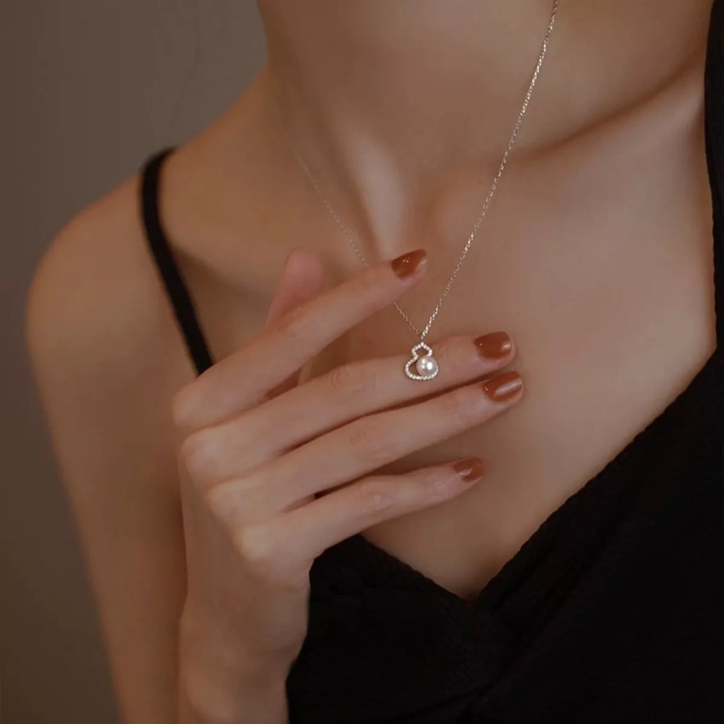 925 Sterling Silver Gourd Pearl Necklace