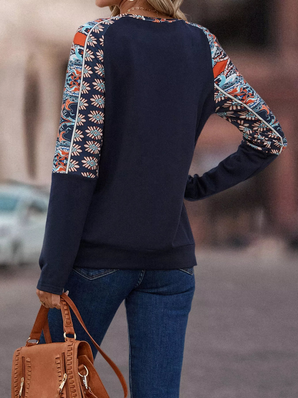 Printed Raglan Sleeve Round Neck T-Shirt