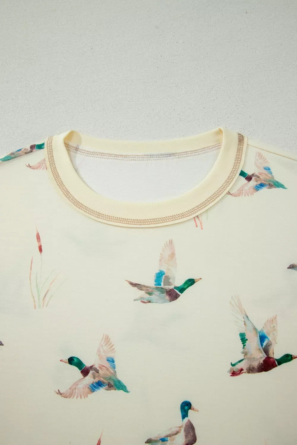 Mallard Duck Print Oversized Tee Drawstring Short Set