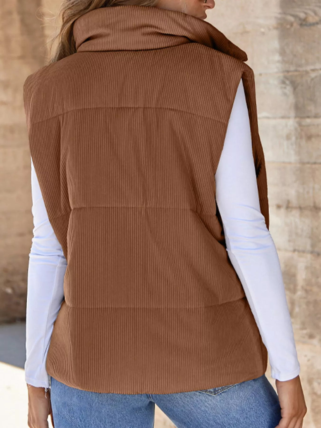 Corduroy Zip Up Vest Coat