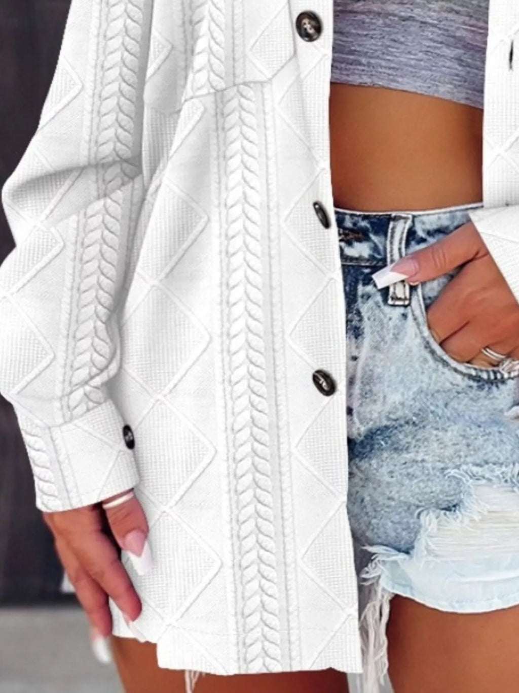 Button Up Long Sleeve Knit Outerwear