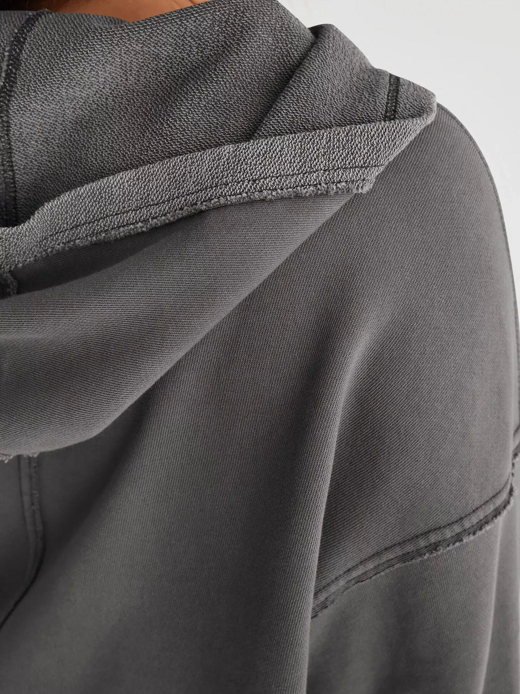 Exposed Seam Dropped Shoulder Hoodie