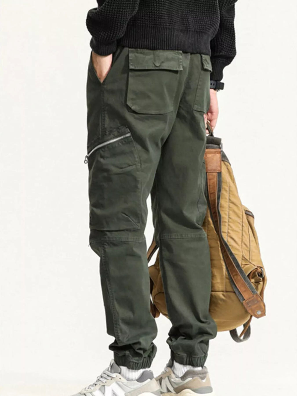 Men's Full Size Casual Cargo Pants with Zipper Pocket Plus Size