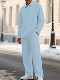 Men's Full Size Textured Long Sleeve Top and Pants Set Plus Size