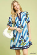 Umgee Mix Floral Stripe Contrast Dress