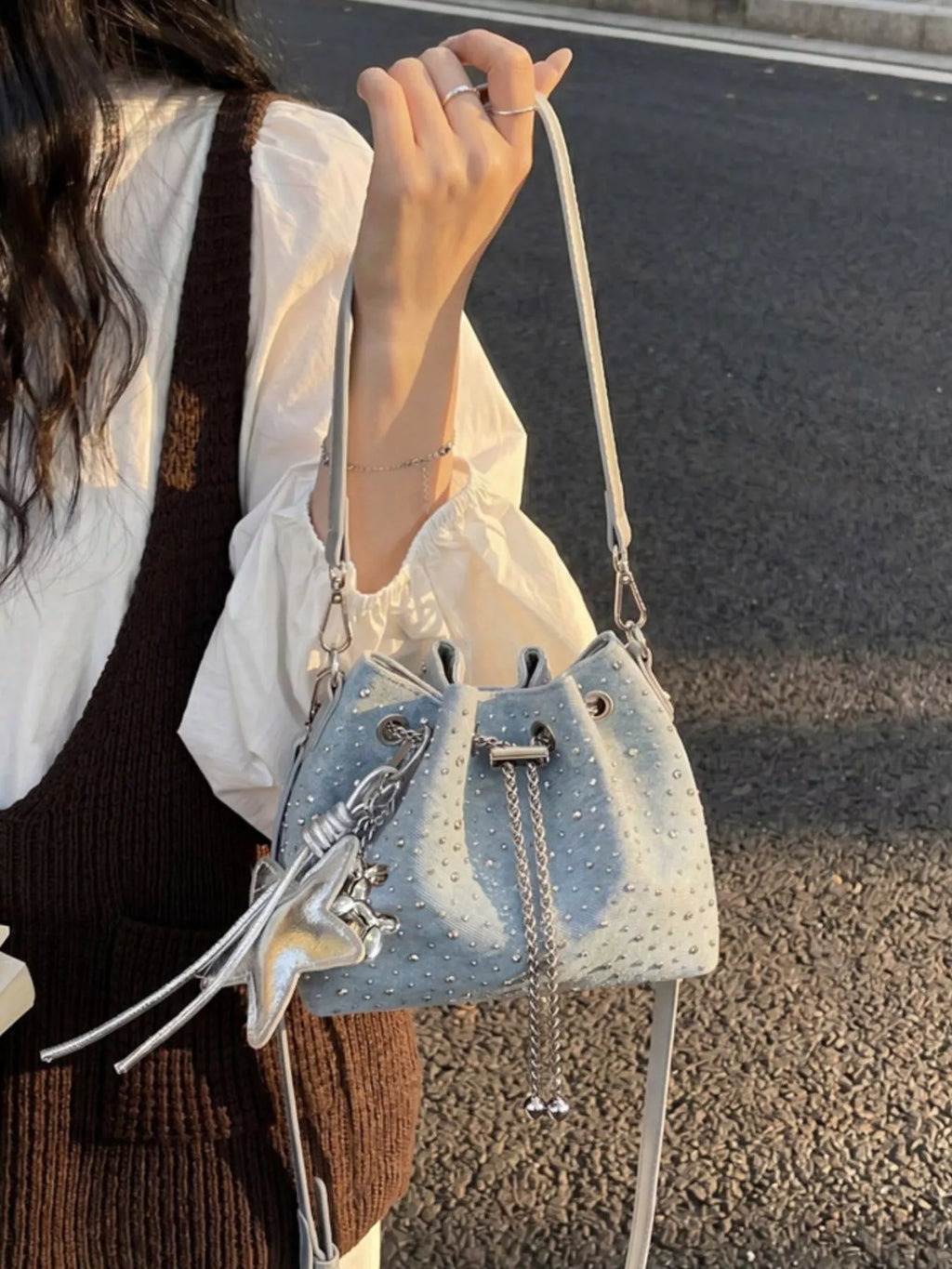 Drawstring Bucket Crossbody Bag