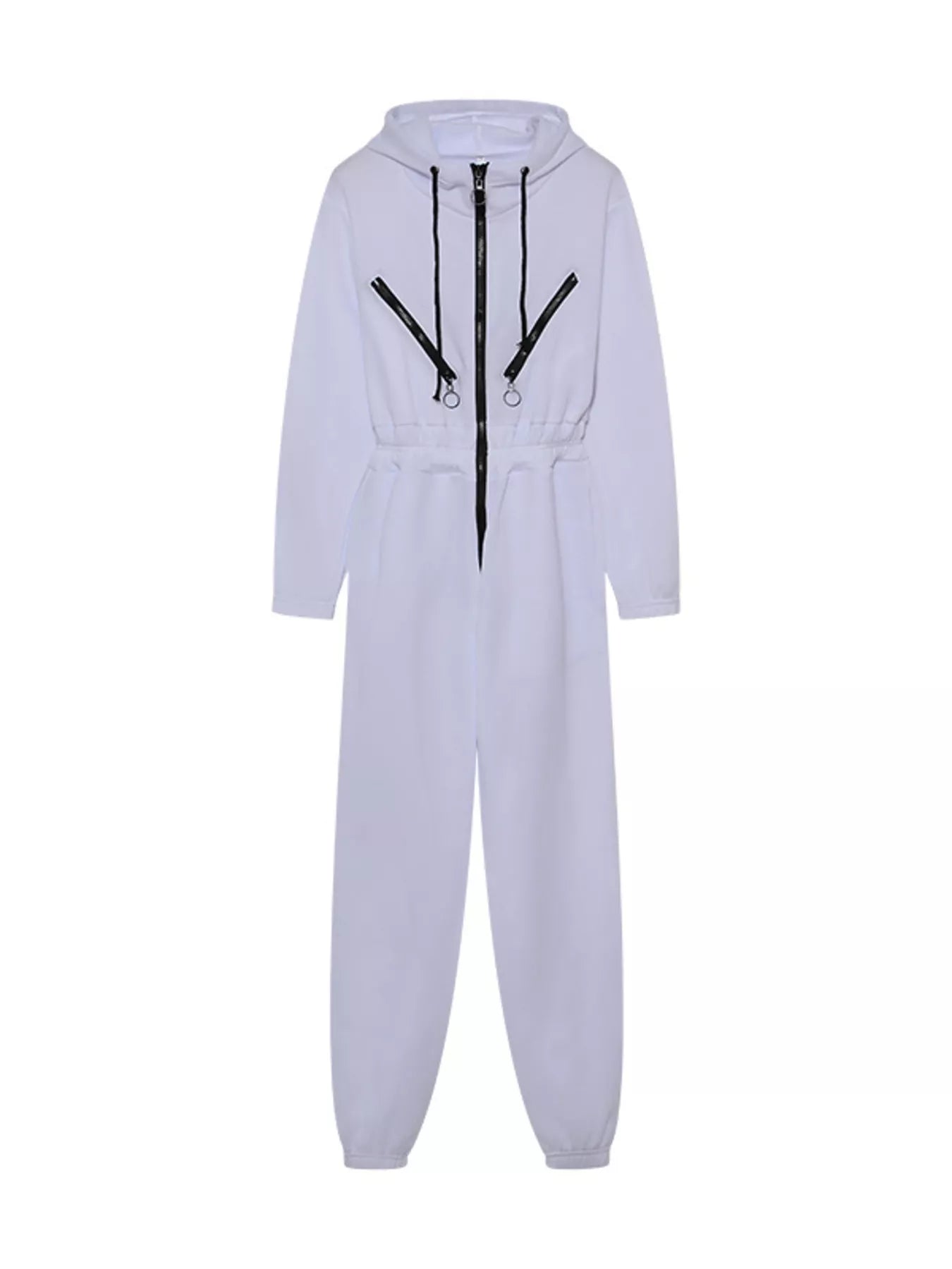Hooded Zip-Up Long Sleeve Jumpsuit