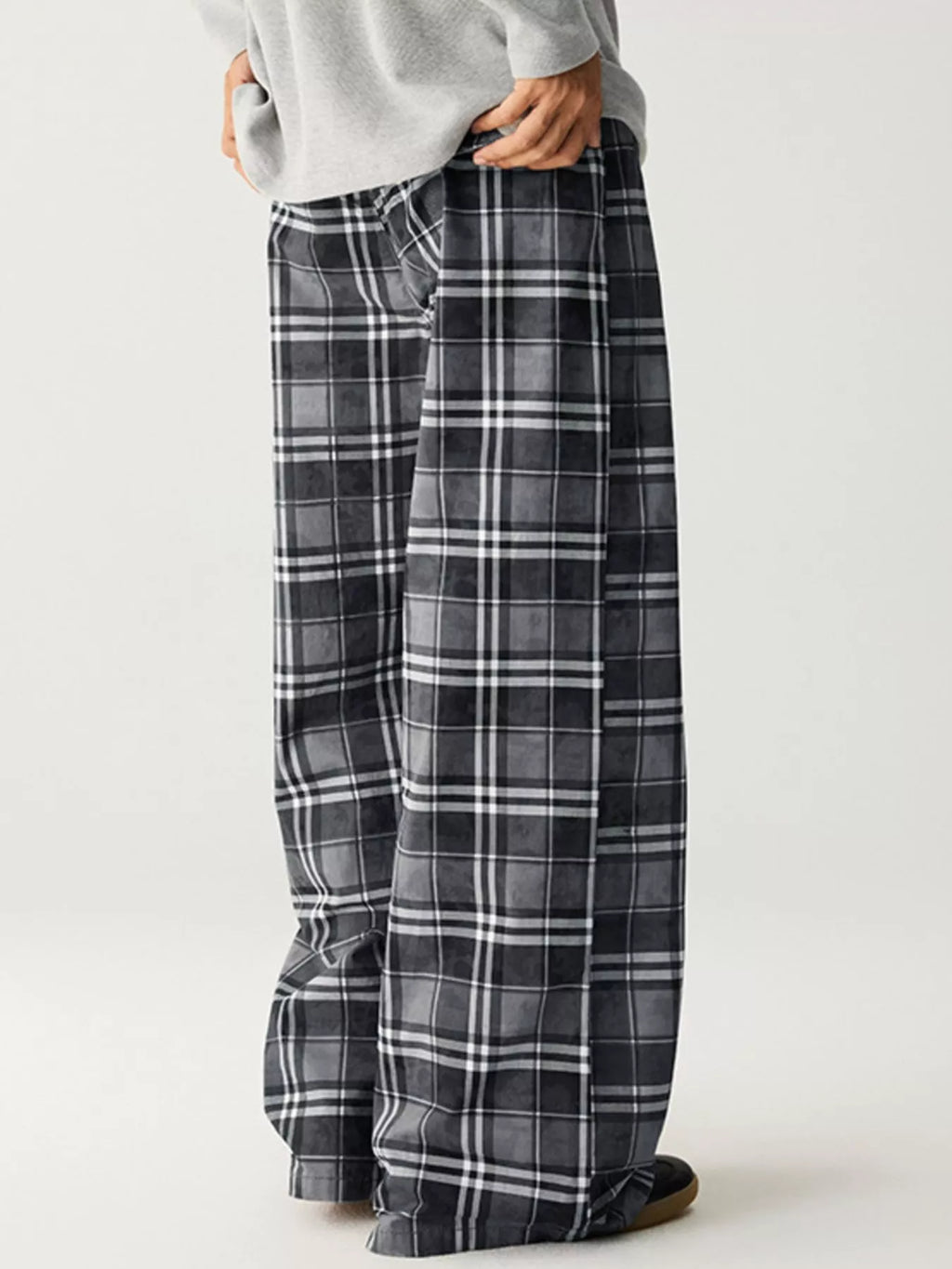 Men's Plaid Wide Leg Pants