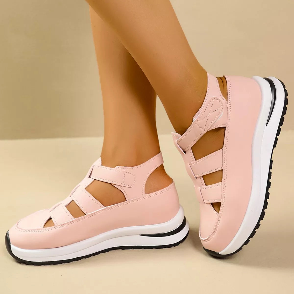 Cutout Round Toe Platform Sandals