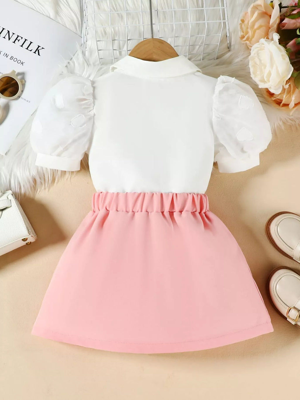 Children's Puff Sleeve Top & Skirt Set