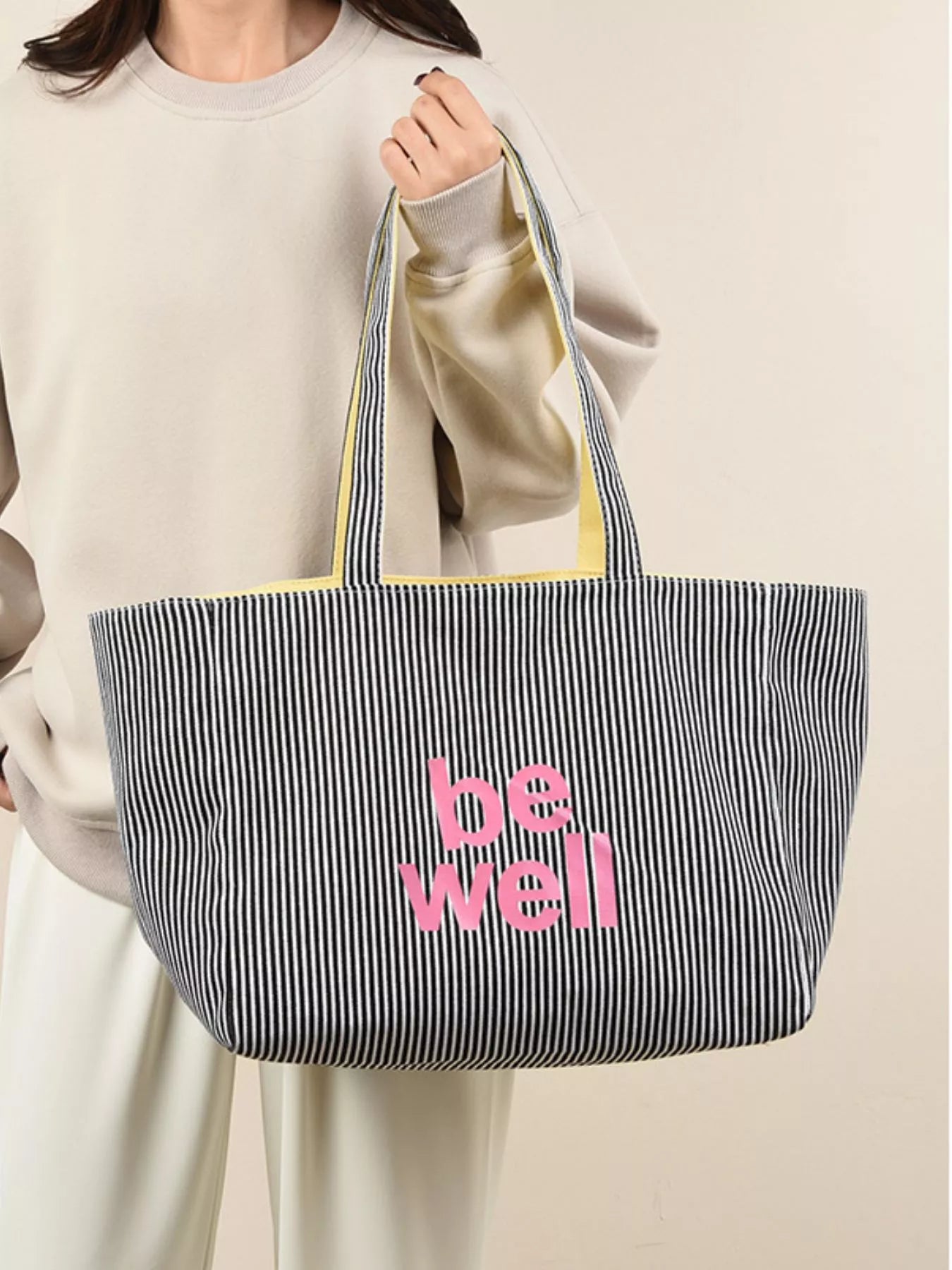 Striped Canvas Duffel Bag