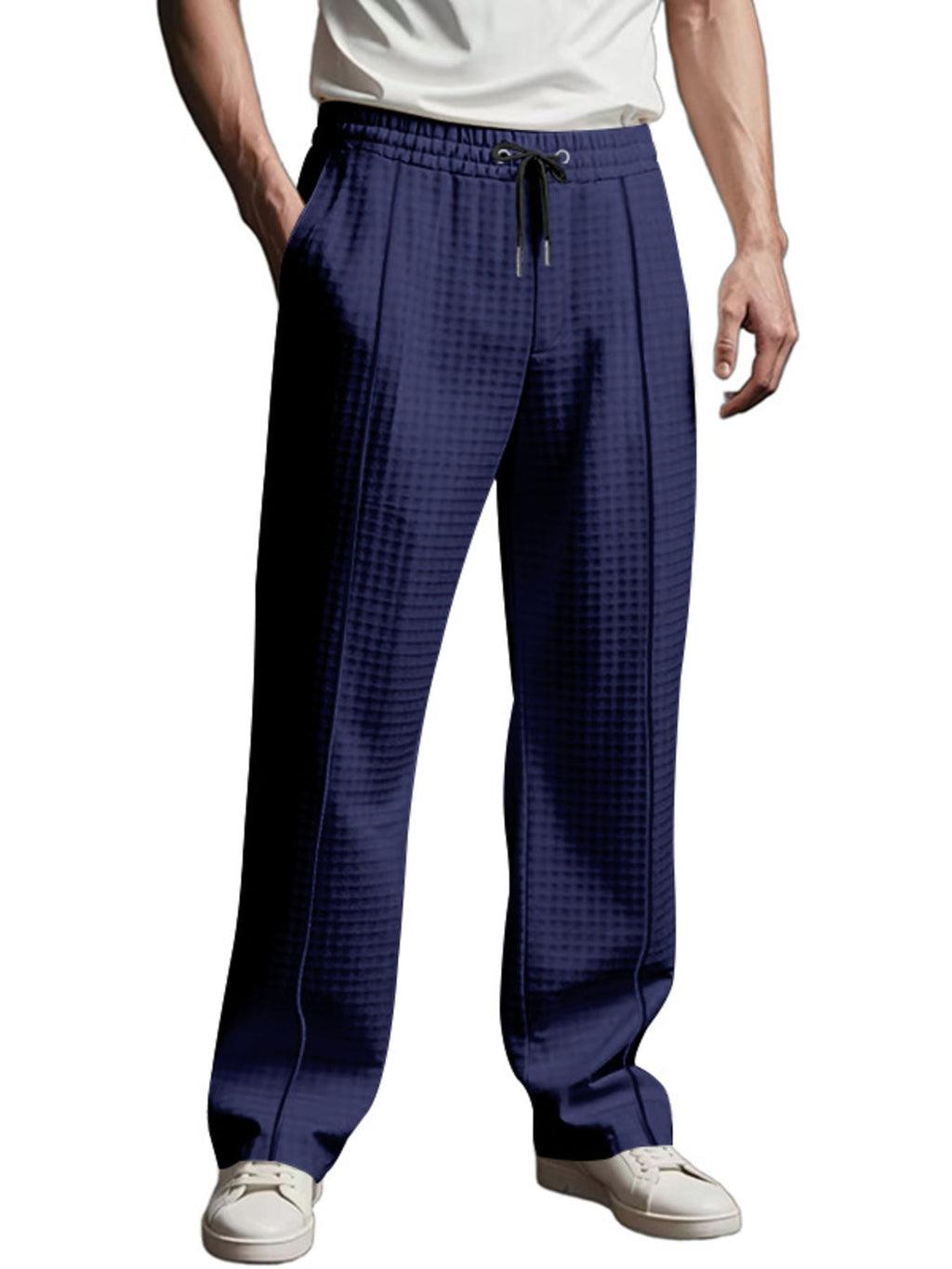Men's Full Size Textured Drawstring Casual Pants Plus Size