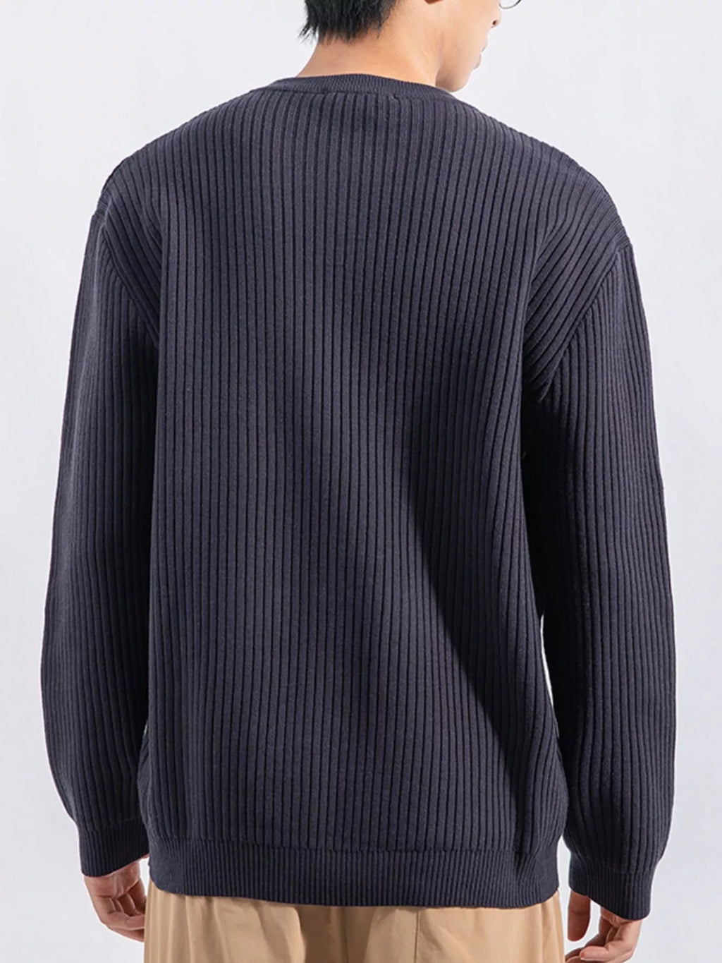 Men's Plus Size Ribbed Button Detail Knit Top