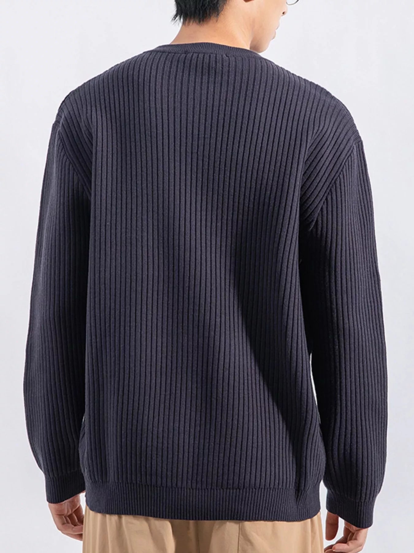 Men's Plus Size Ribbed Button Detail Knit Top