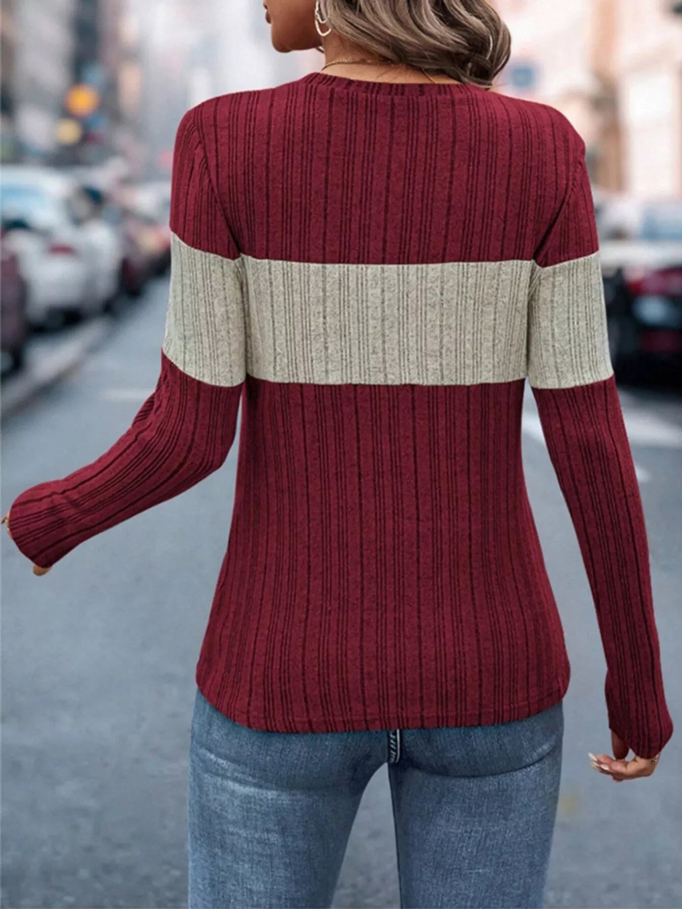 Color Block Round Neck T-Shirt