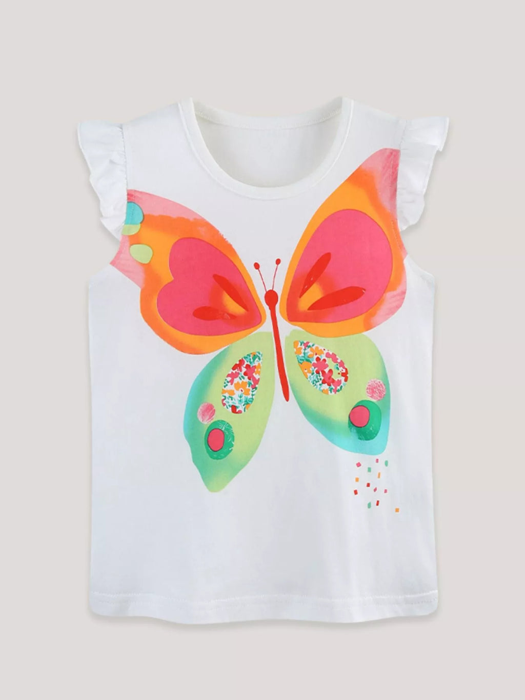 Children's Butterfly Graphic Ruffle Sleeve T-Shirt
