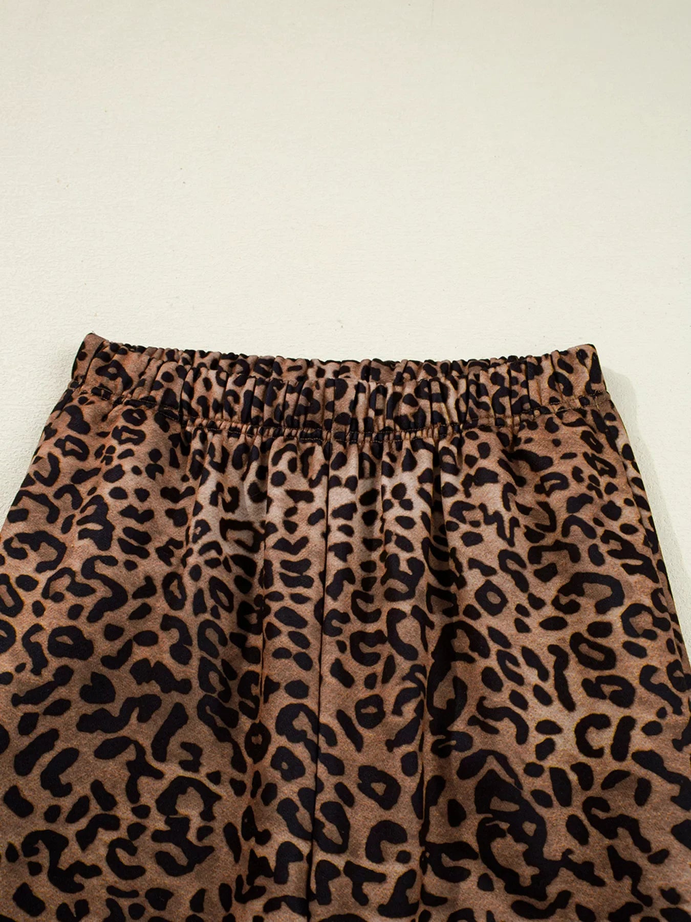 Leopard Print Contrast Trim Long Sleeve Top and Pants Set