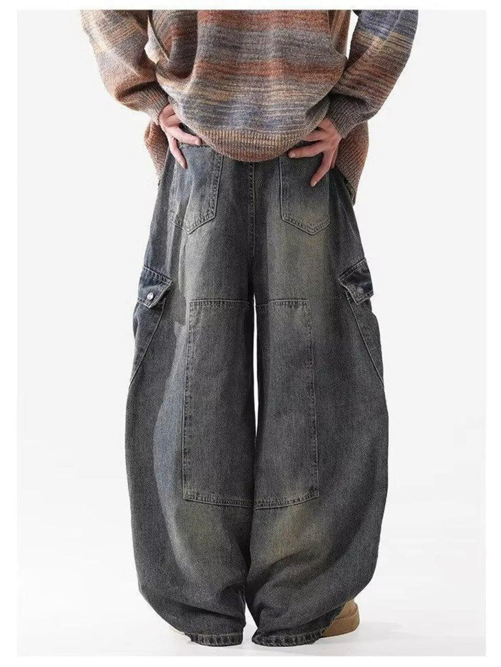 Men's Full Size Wide Leg Cargo Jeans Plus Size