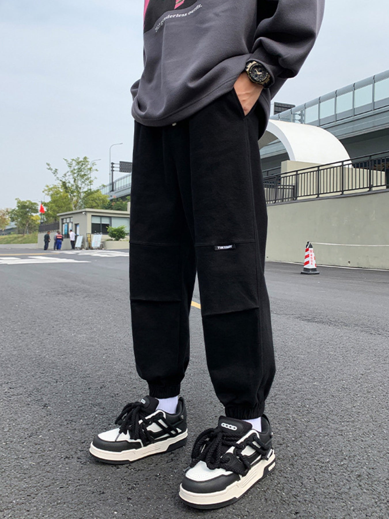 Men's Plus Size Drawstring Joggers with Pockets