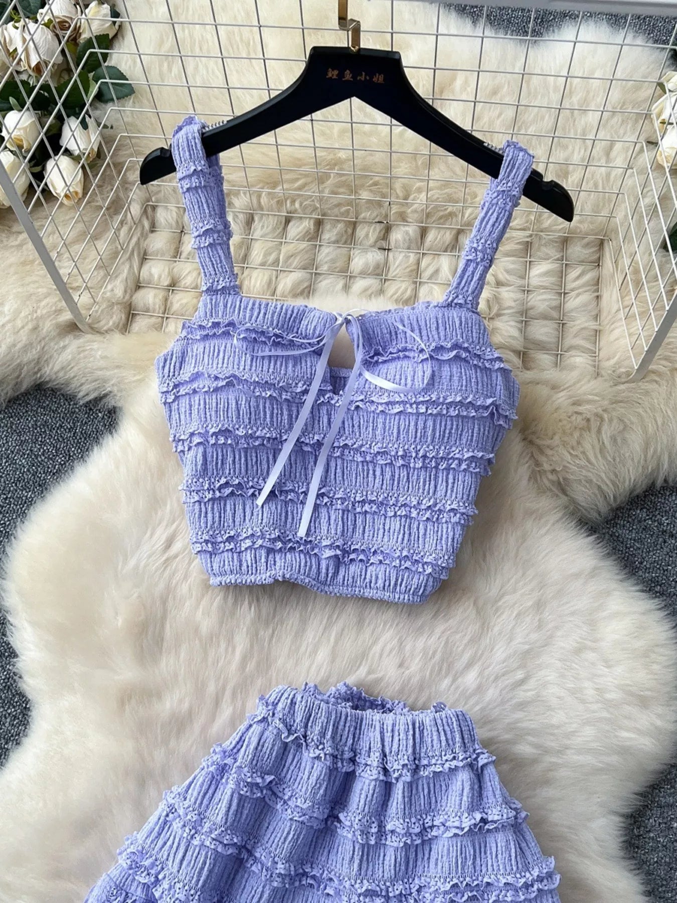 Ruched Crop Top and Maxi Skirt Set