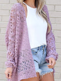Full Size Openwork Open Front Lightweight Cardigan Plus Size