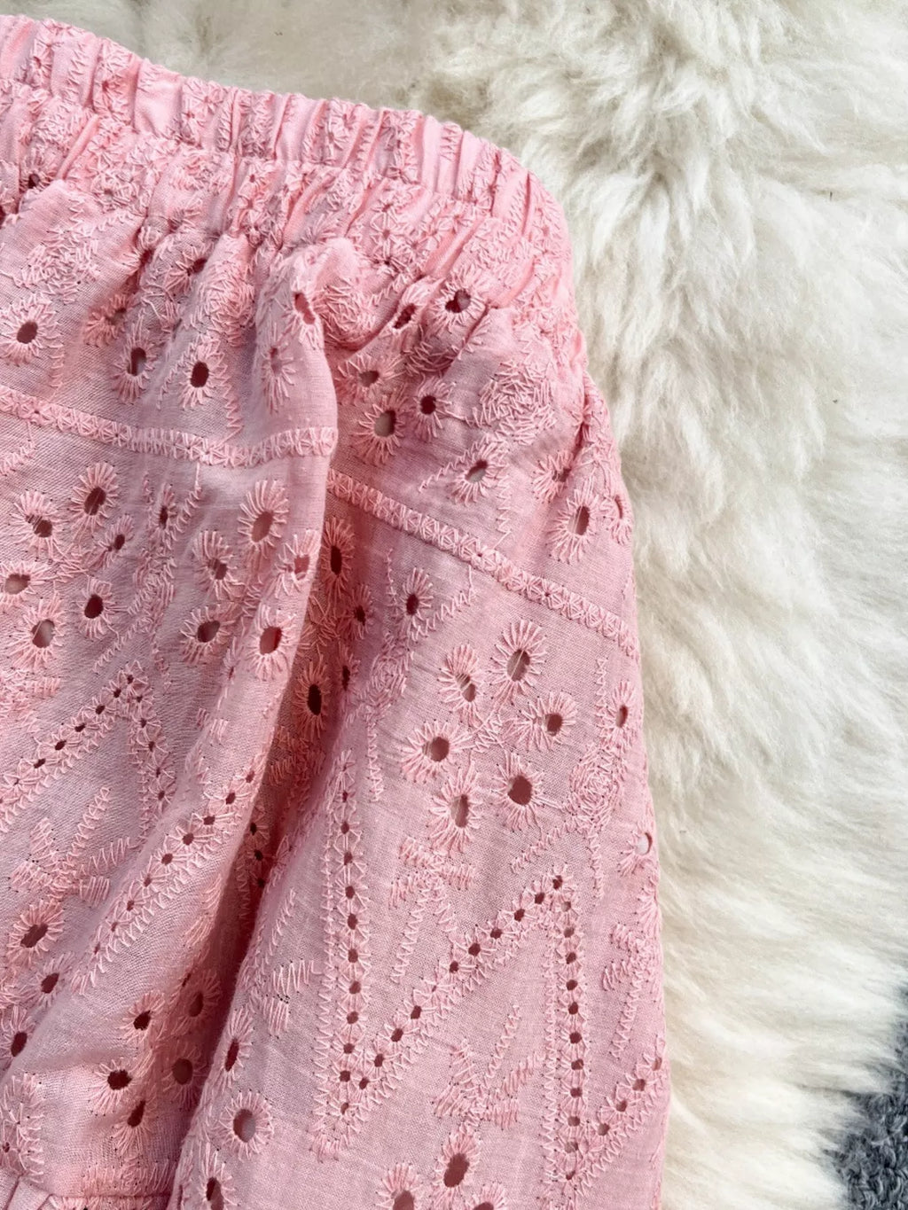 Smocked Crop Top and Hollow-Out Skirt Set
