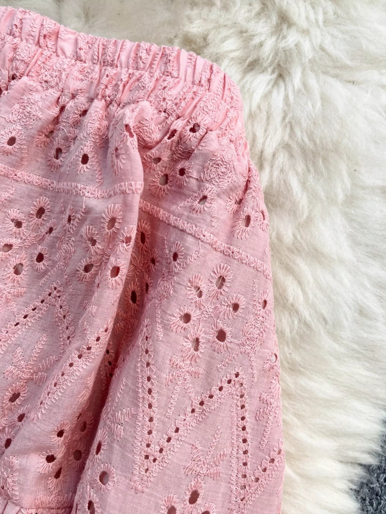 Smocked Crop Top and Hollow-Out Skirt Set
