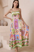 Smocked Printed Square Neck Cami Dress