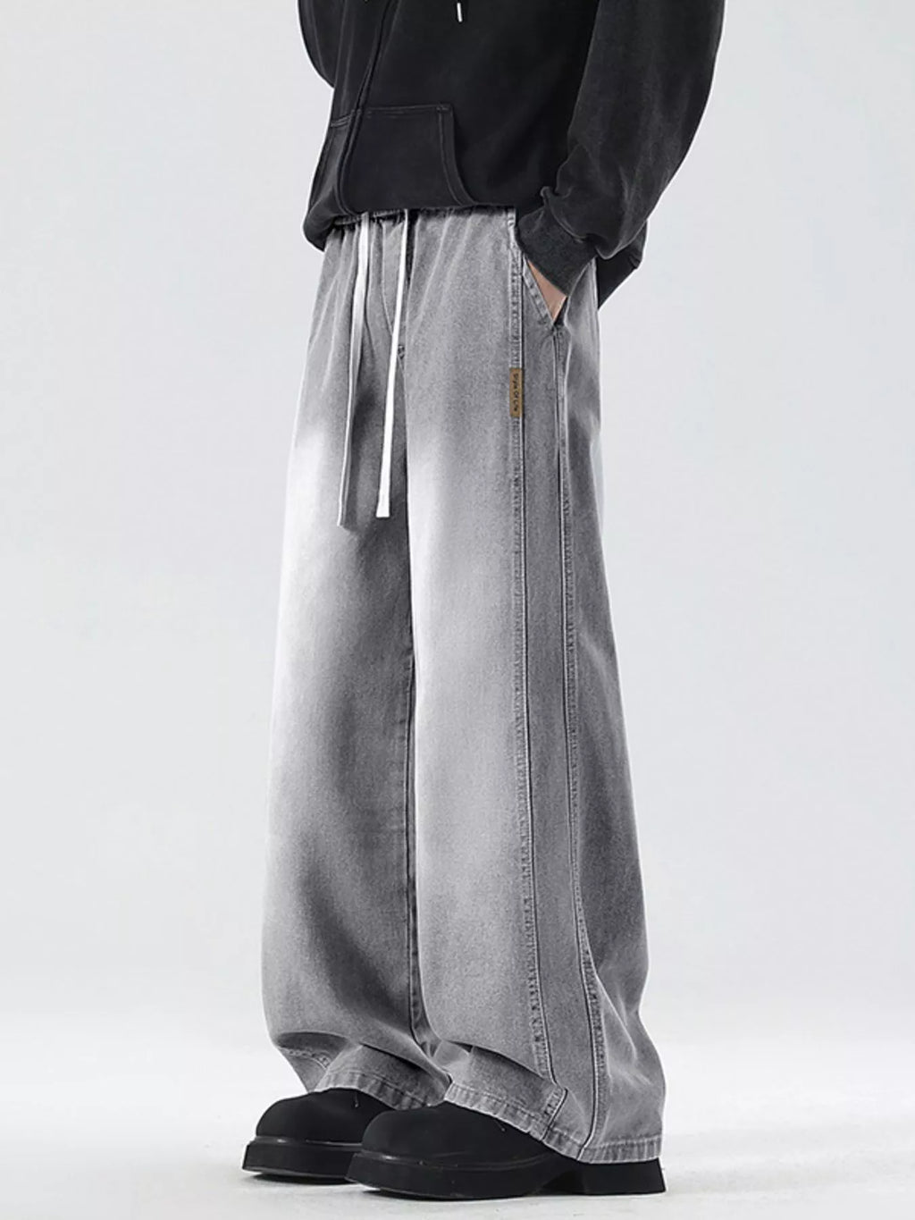 Men's Full Size Wash Wide Leg Jeans Plus Size