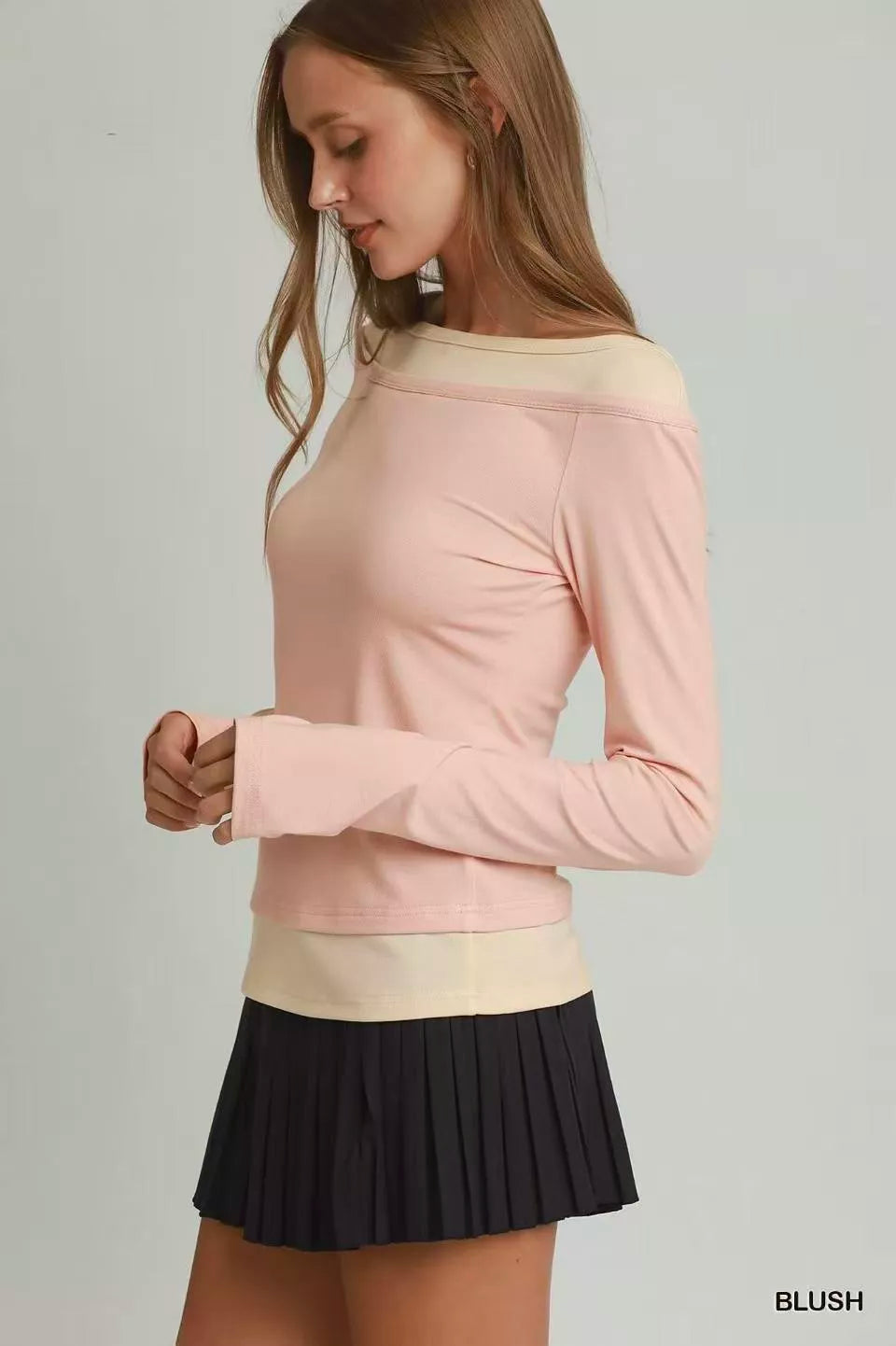 Umgee Layered Twofer Long Sleeve Top