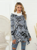 Shiny Printed Raglan Sleeve Mock Neck T-Shirt