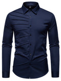 Men's Slim Fit Ruched Long Sleeve Shirt