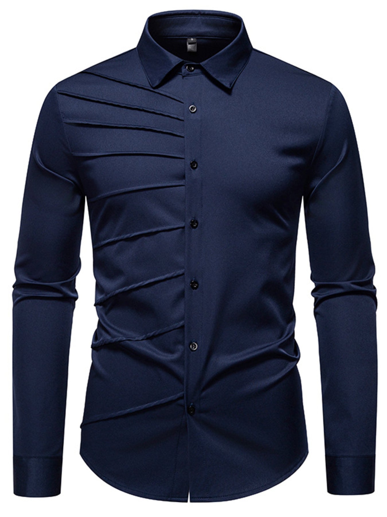 Men's Slim Fit Ruched Long Sleeve Shirt