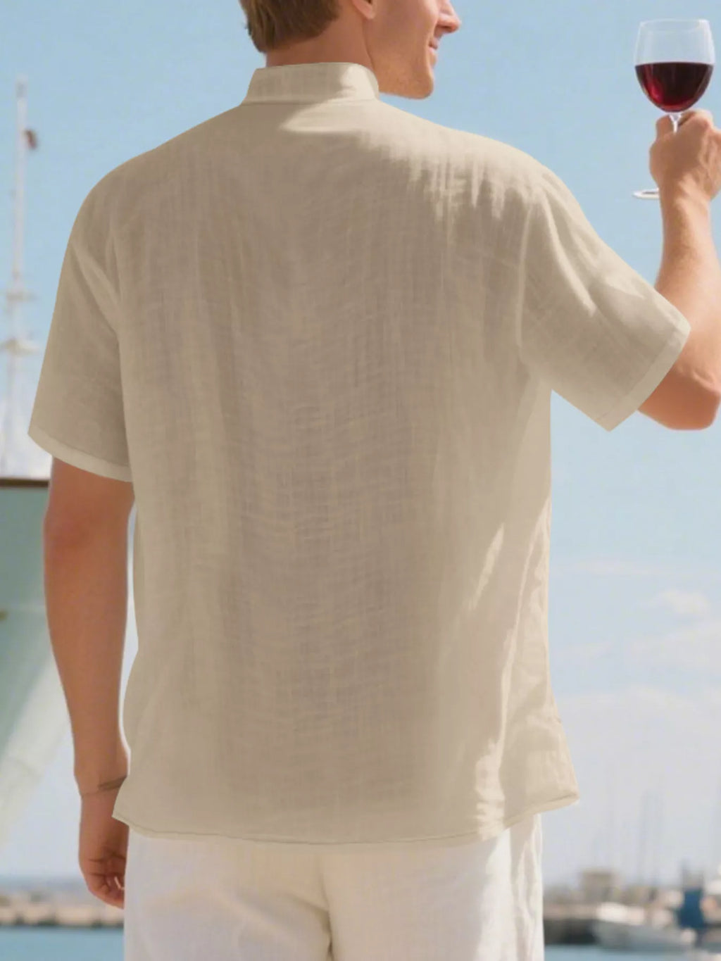 Men's Full Size Casual Linen Blend Short Sleeve Shirt Plus Size