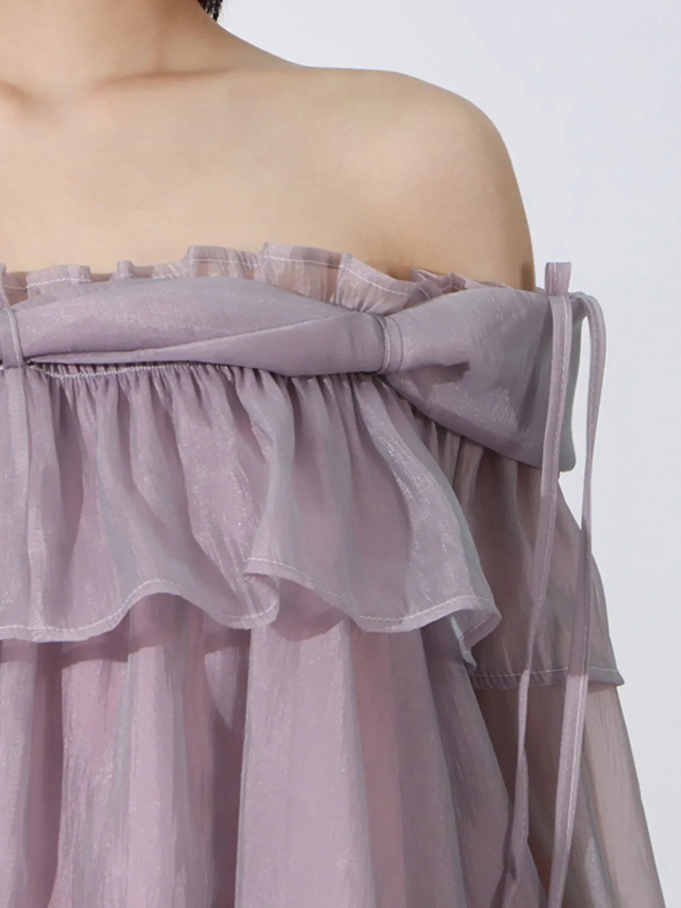 Ruffled Off-Shoulder Flounce Sleeve Blouse