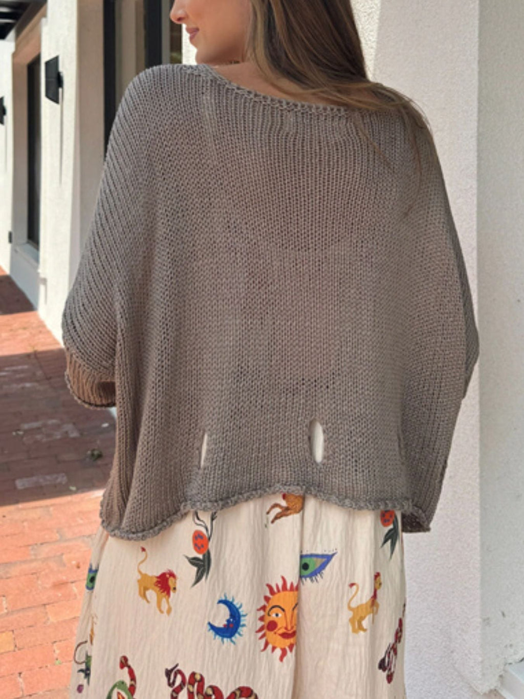 Cutout 3/4 Sleeve Sweater