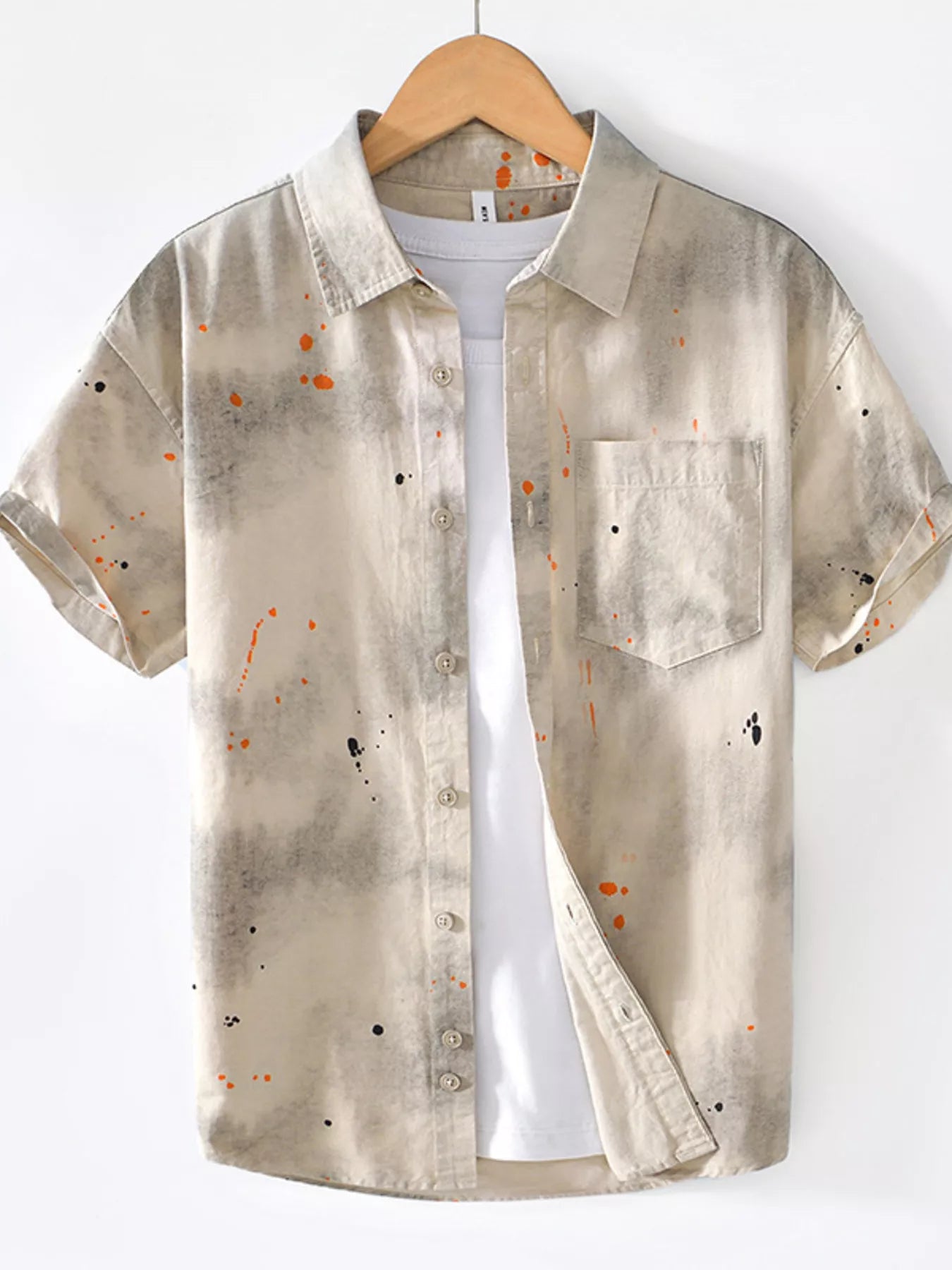 Men's Splatter Print Casual Short Sleeve Shirt