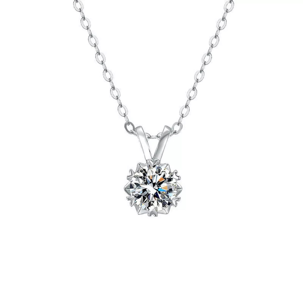 1 Carat Moissanite 925 Sterling Silver Pendant Necklace