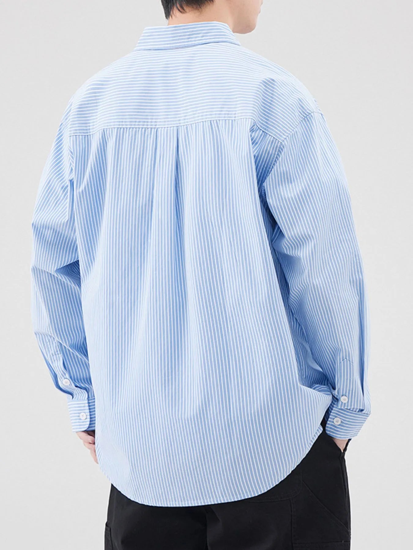 Men's Plus Size Striped Button Up Long Sleeve Shirt