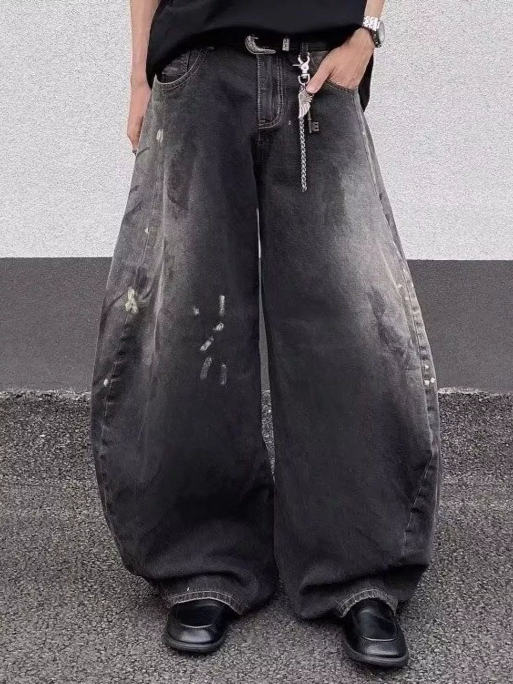 Men's Full Size Wide Leg Distressed Jeans Plus Size