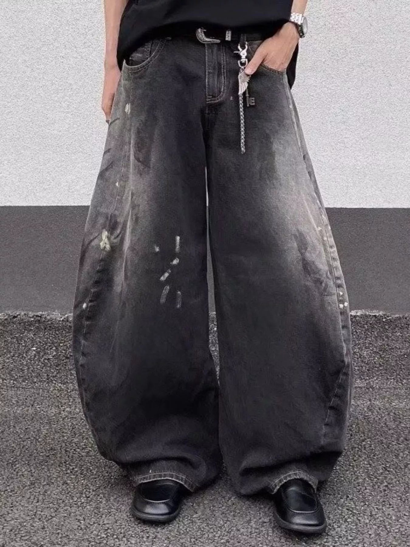 Men's Full Size Wide Leg Distressed Jeans Plus Size