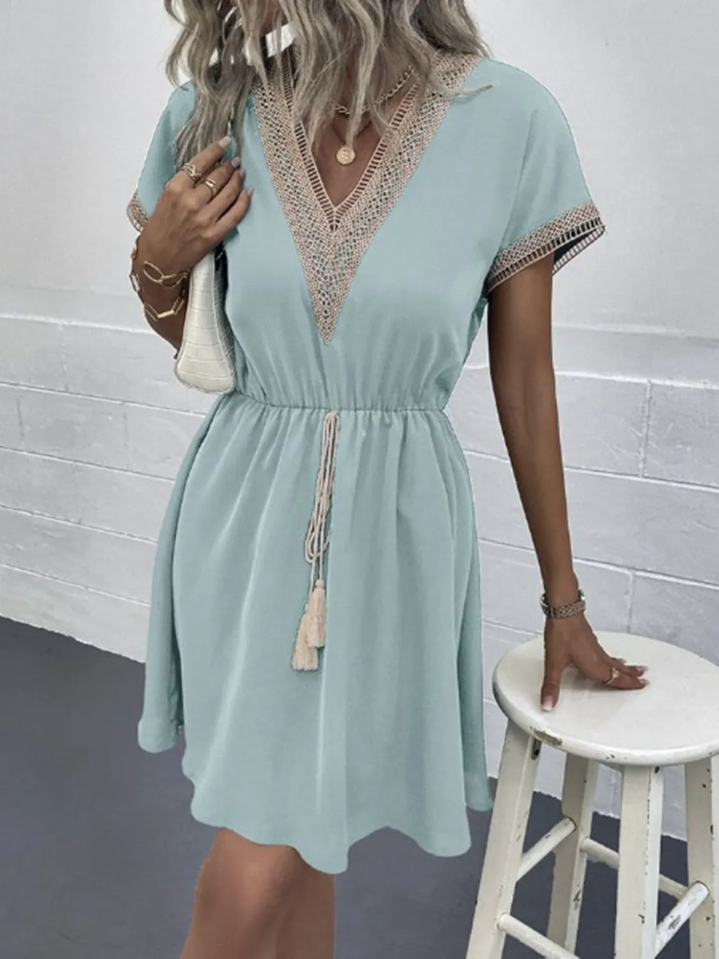 Full Size V-Neck Short Sleeve Dress Plus Size