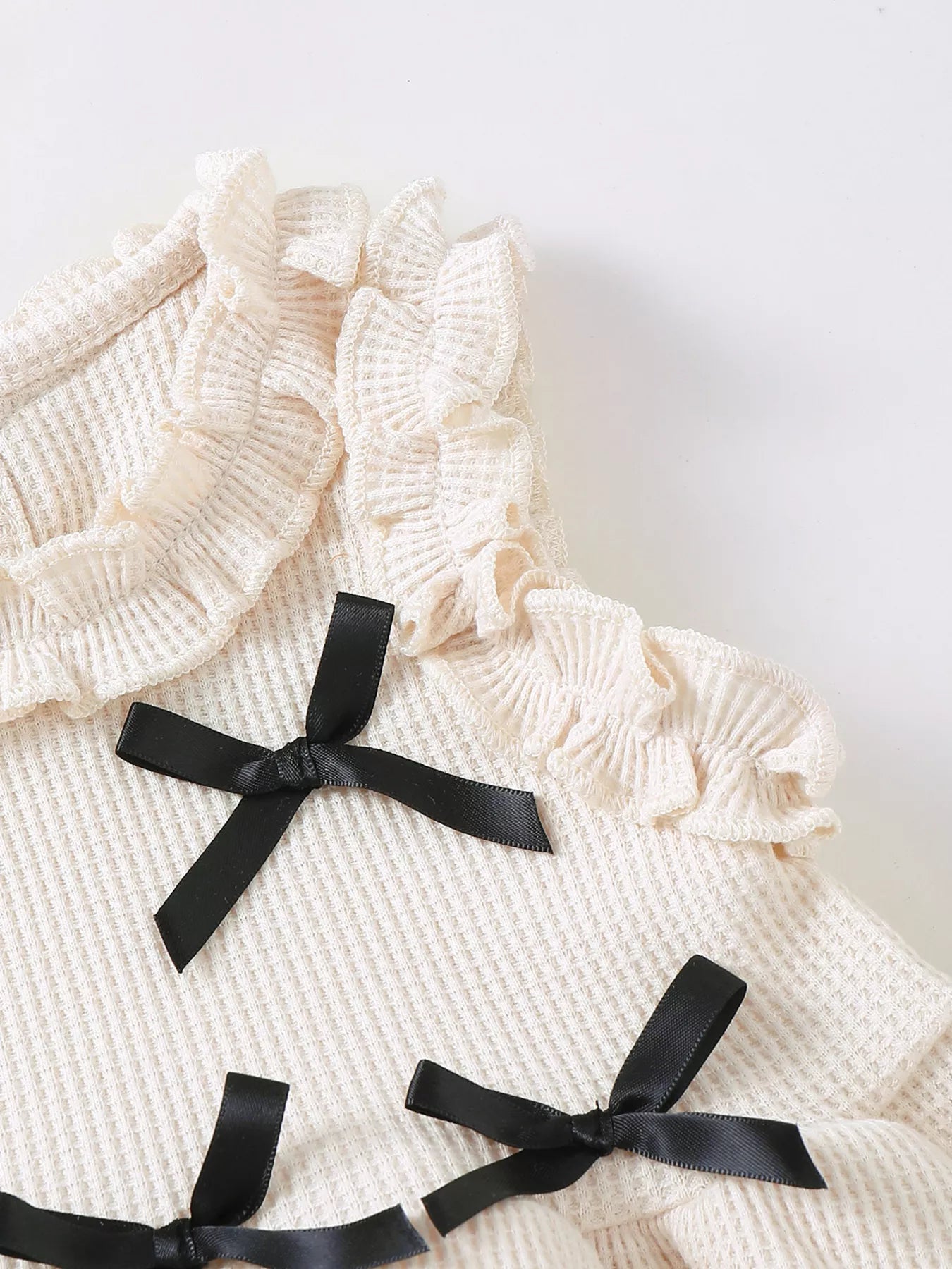 Children's Bow Waffle Knit Top and Pants Set
