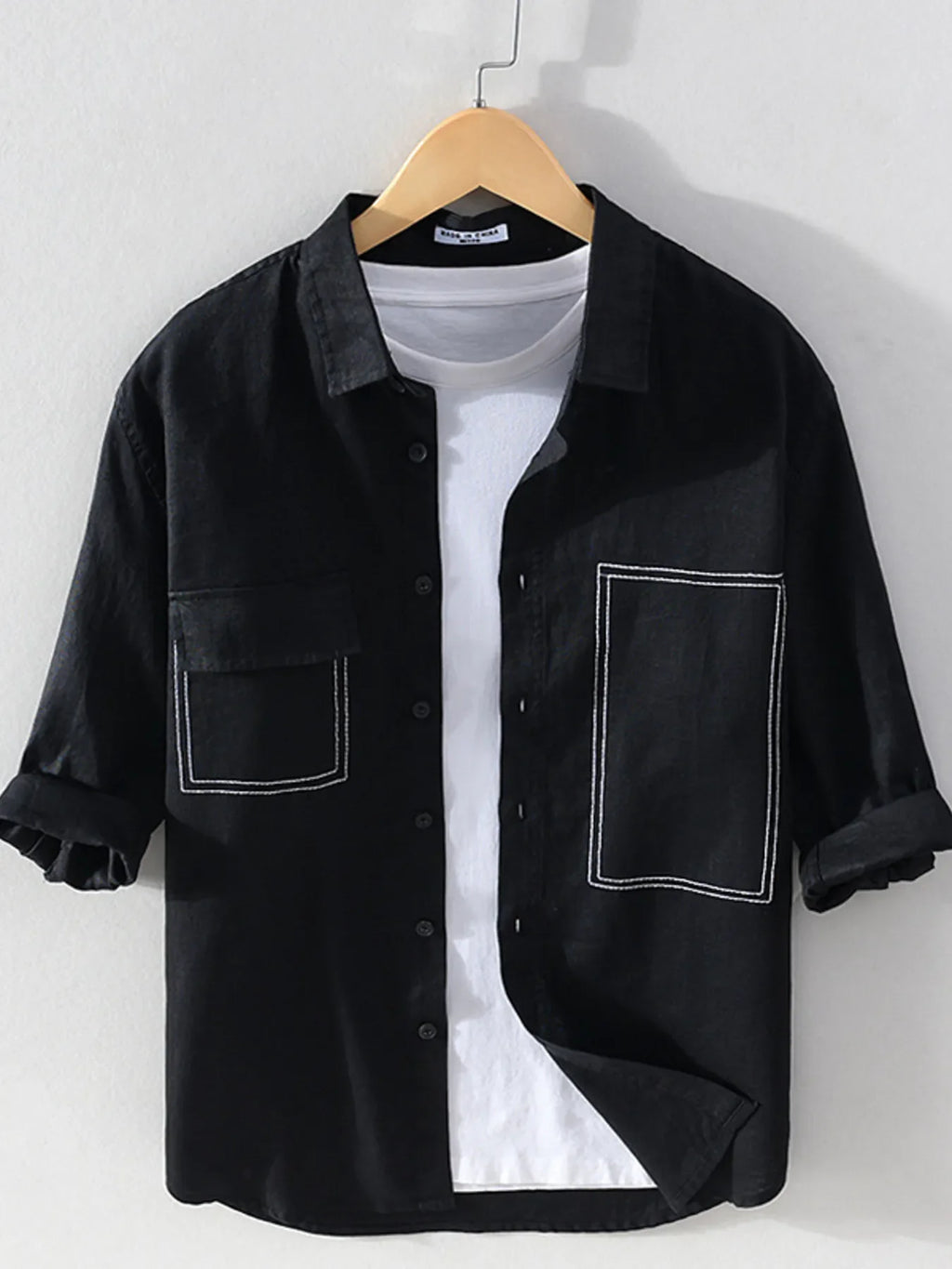 Men's Plus Size Button Up Pocketed Shirt