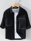 Men's Plus Size Button Up Pocketed Shirt