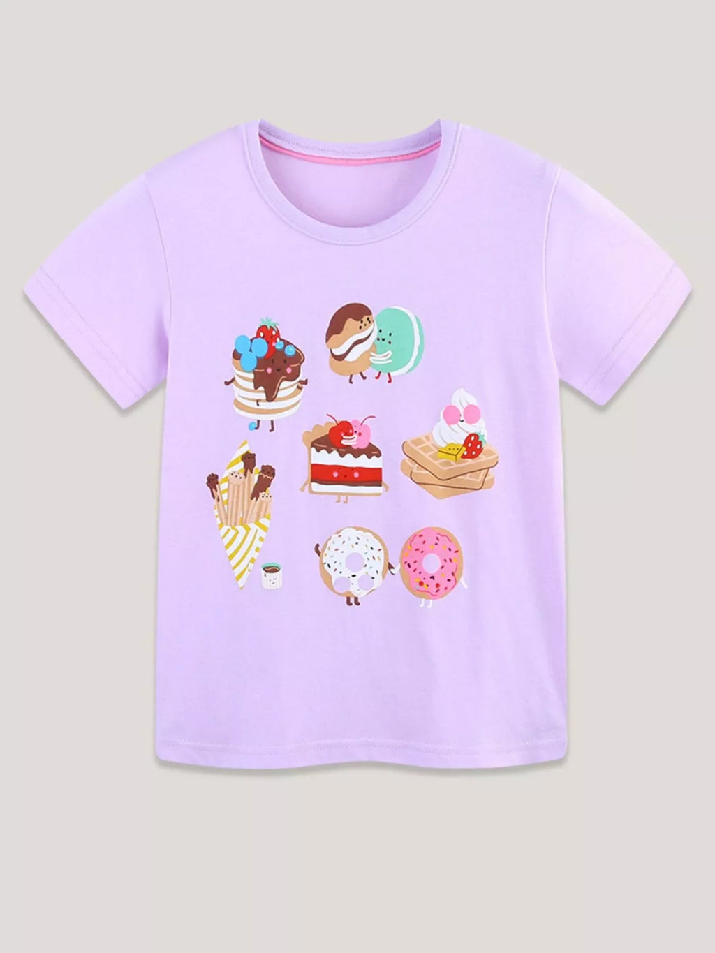 Children's Cartoon Dessert Print Short Sleeve T-Shirt